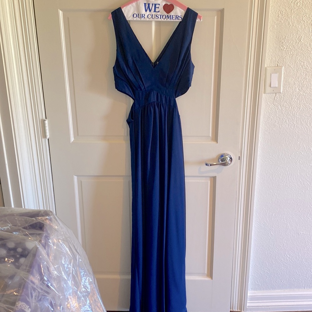 ASOS Side Cut-Out Maxi Gown Dress in Navy US 8 - Picture 4 of 6